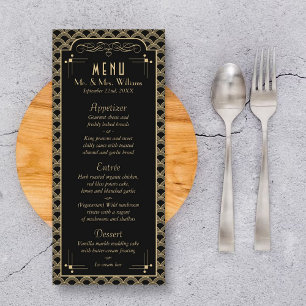 Gatsby Art déco des années 1920 vintage Menu Maria