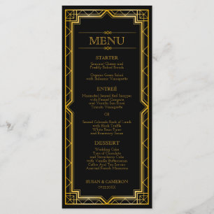 Gatsby Art Deco Dinner Menü Editierbare Farbe Menükarte
