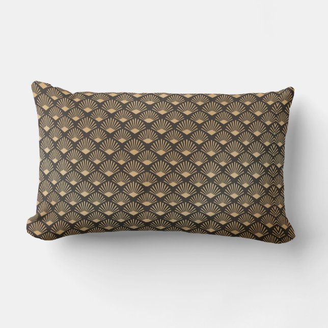 Gatsby Art Deco Fan Muster Luxe Accent Lendenkissen (Vorderseite)