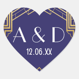 Gatsby Art Deco Heart Stickers Label 1920er Gold