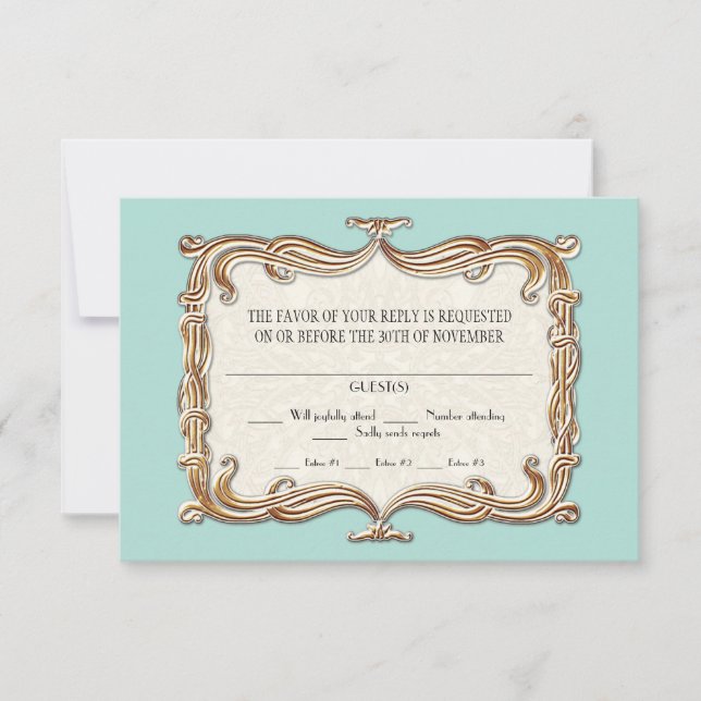 Gatsby Art Deco Jugendstil Imitate Golden Tulip RSVP Karte (Vorderseite)