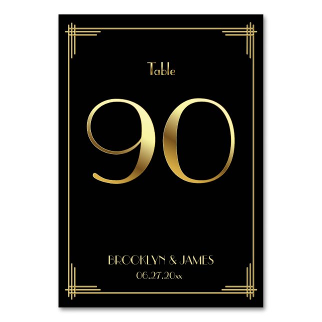 Gatsby Art Déco Numéro de table 90 Or Noir (Par défaut)