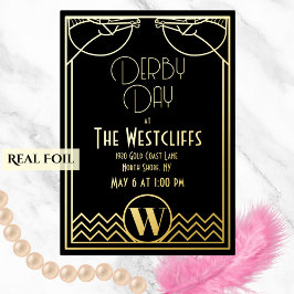 Gatsby Art Deco Pferd Derby Party Black Folieneinladung
