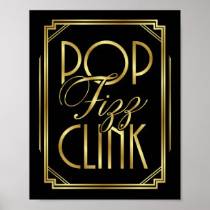 Gatsby Art Deco POP FIZZ CLINK Signatur Poster
