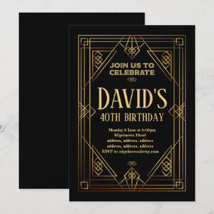 Gatsby, Art Deco, Retro, Vintag, Einladung