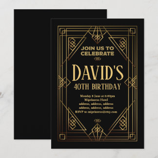 Gatsby, Art Deco, Retro, Vintag, Einladung