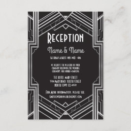 Gatsby Art Deco Silver Wedding Reception Cards Einladung