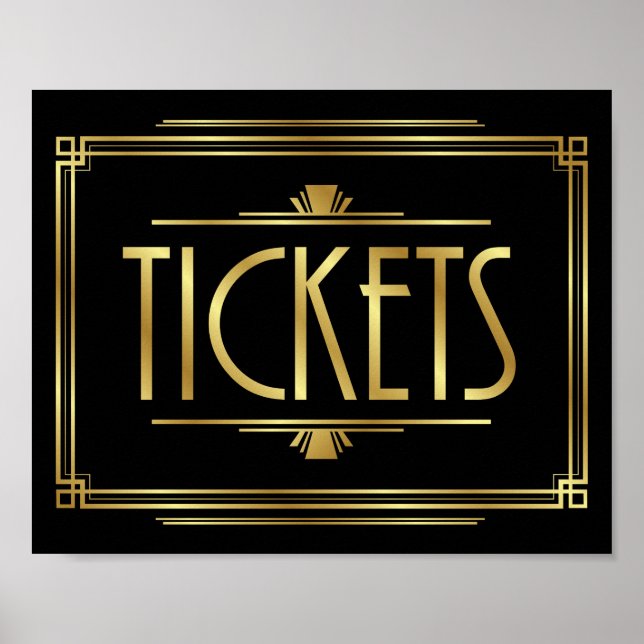 Gatsby Art Deco TICKETS Schild (Vorne)