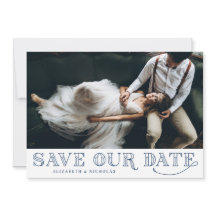 Gatsby Art Deco Typografie Blue Save the Date