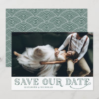 Gatsby Art Deco Typografie Green Save the Date