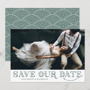 Gatsby Art Deco Typografie Grün Save the Date