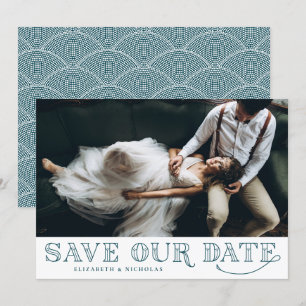 Gatsby Art Deco Typografie Teal Termin bekannt geb
