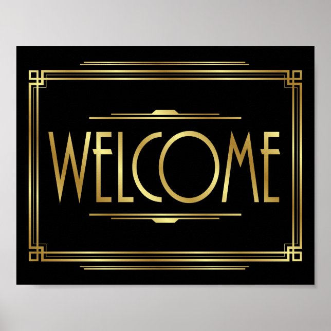 Gatsby Art Deco WELCOME Signature Poster (Vorne)