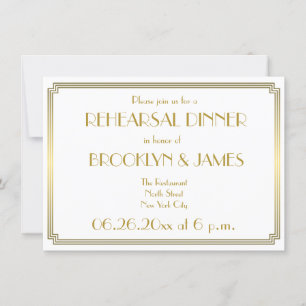 Gatsby Art Deco White Wedding Probe lädt Einladung