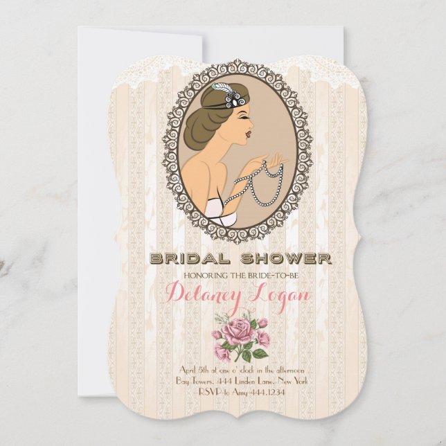 Gatsby Bridal Dusche Einladung (Vorderseite)