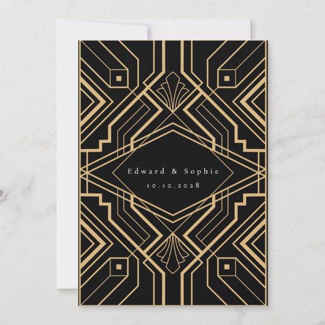 Gatsby Effect Wedding Save the Date Einladung (Vorderseite)