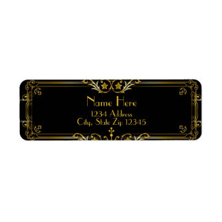 Gatsby Étiquette de adresse noir et or