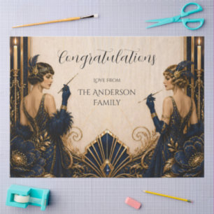 Gatsby Flapper Girls Art Deco Hochzeit Decoupage Seidenpapier