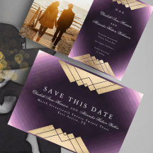 Gatsby Foil Save the Date mit Lila Geometrie