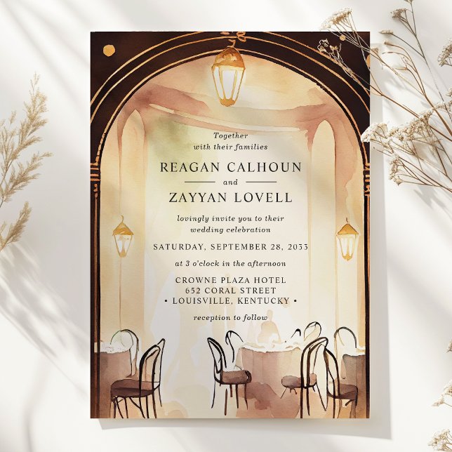 Gatsby Glamour Archway Watercolor Wedding Einladung (Von Creator hochgeladen)
