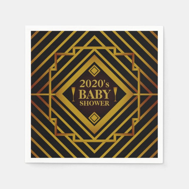 Gatsby Gold 2020er Baby Shower Serviette (Vorderseite)