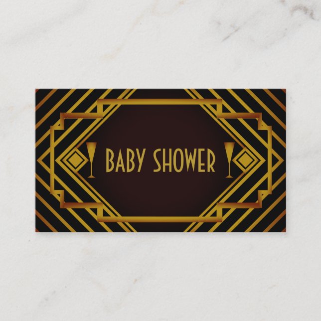 Gatsby Gold 2020's Baby Shower Ticket Einladung (Vorderseite)