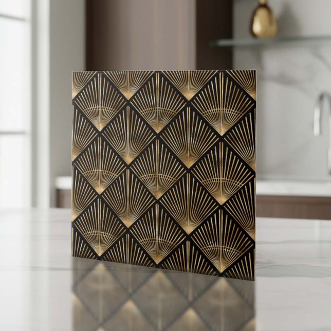 Gatsby Gold Art Deco Fan Pattern ID1188 Fliese (Von Creator hochgeladen)