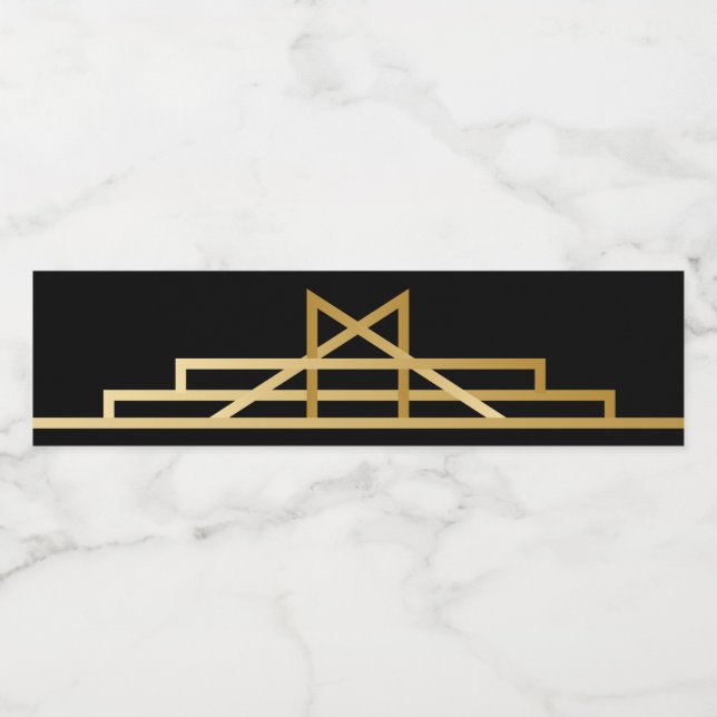 Gatsby Gold & Black Art Deco Wedding Party (Einzelnes Label)