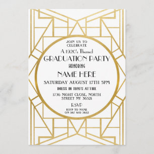 Gatsby Gold Einladung zur Art Deco Graduation Part