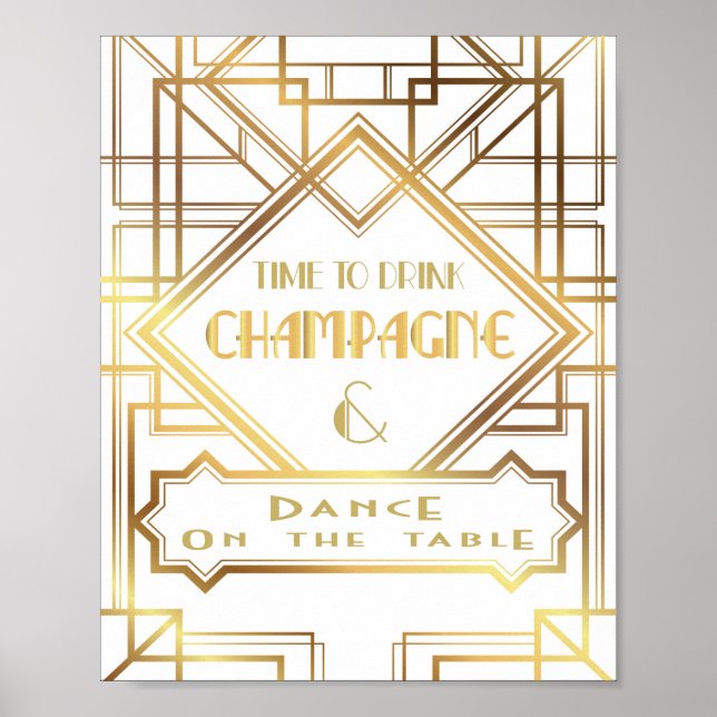 Gatsby inspirierte "Time to Drink Champagne Poster (Vorne)