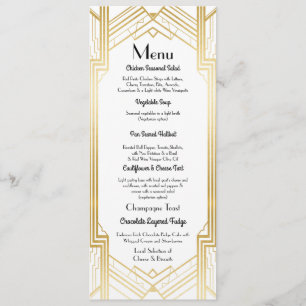 Gatsby Menü-Hochzeits-Empfangszwanziger jahre Menükarte