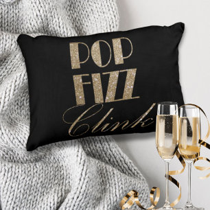 Gatsby Party Gold und Black Pop Fizz Clink Dekokissen
