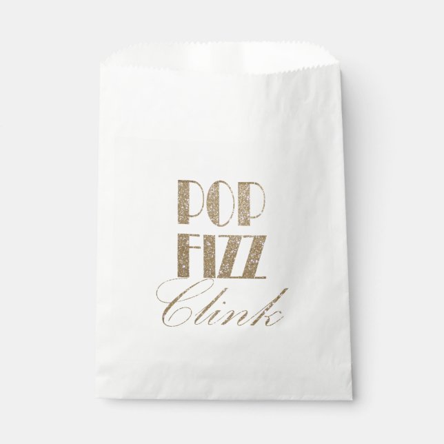 Gatsby Party Gold und Black Pop Fizz Clink Geschenktütchen (Vorderseite)