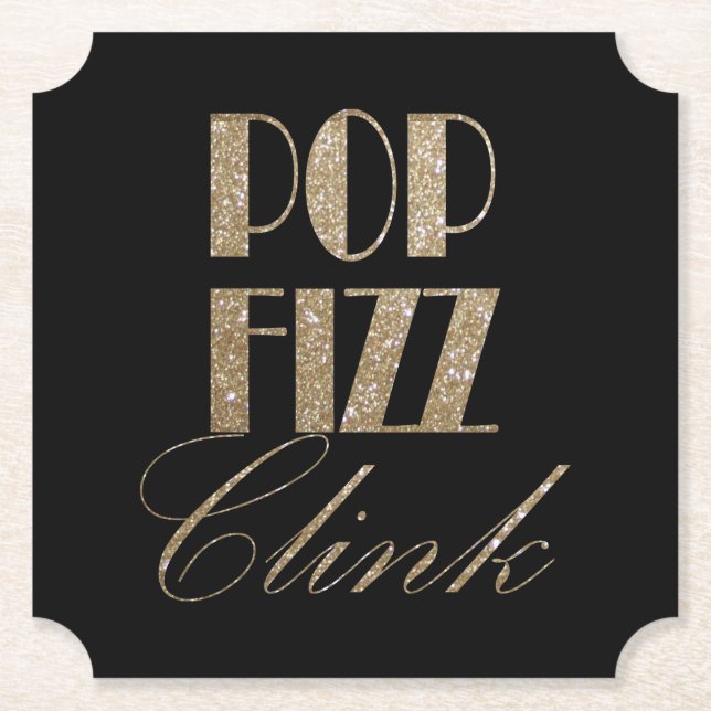 Gatsby Party Gold und Black Pop Fizz Clink Untersetzer (Vorderseite)
