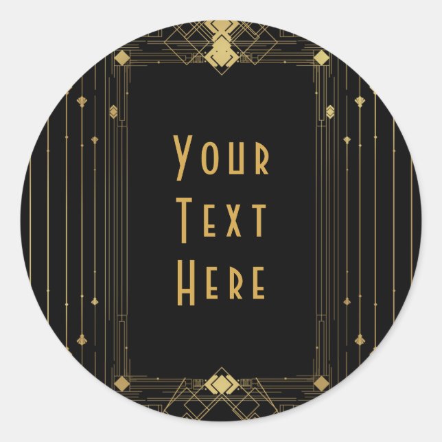 Gatsby Roaring 20's Elegant Runder Aufkleber (Vorderseite)