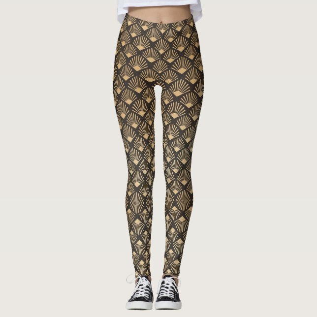 Gatsby Style Art Decoder Lüftermuster Leggings (Vorderseite)