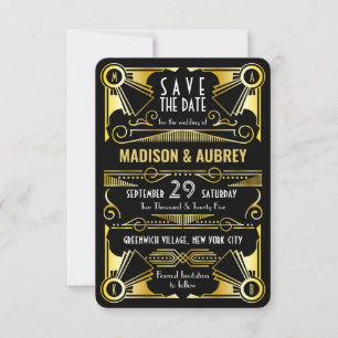 Gatsby Wedding Art Deco Gold Schwarz Save The Date