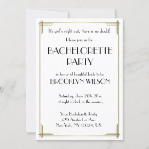 Gatsby White Art Deco Junggesellinnenabschied Einl Einladung