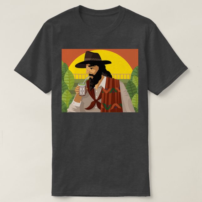 Gaucho trinkt Yerba-Mate-Heiß-Tee T-Shirt (Design vorne)