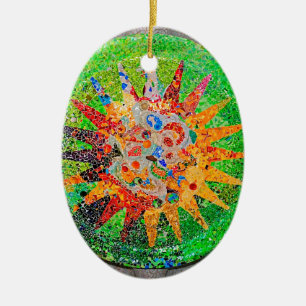 Gaudi Detail-Grün Keramikornament