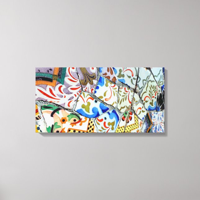 Gaudi's Park Guell Mosaic Tiles Leinwanddruck (Vorderseite)