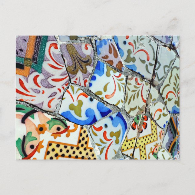 Gaudi's Park Guell Mosaic Tiles Postkarte (Vorderseite)
