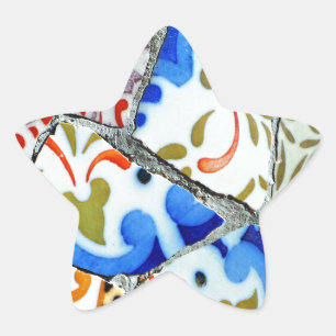 Gaudi's Park Guell Mosaic Tiles Stern-Aufkleber