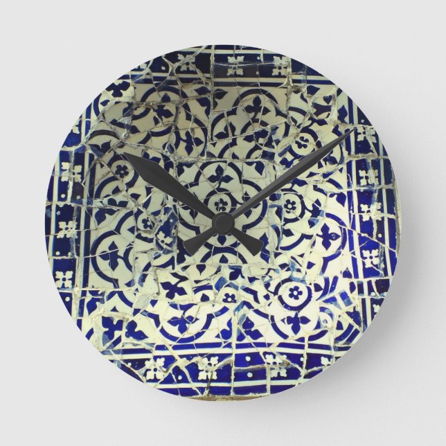 Gaudis Park Guell Mosaik-Fliesen Barcelona Runde Wanduhr (Vorderseite)
