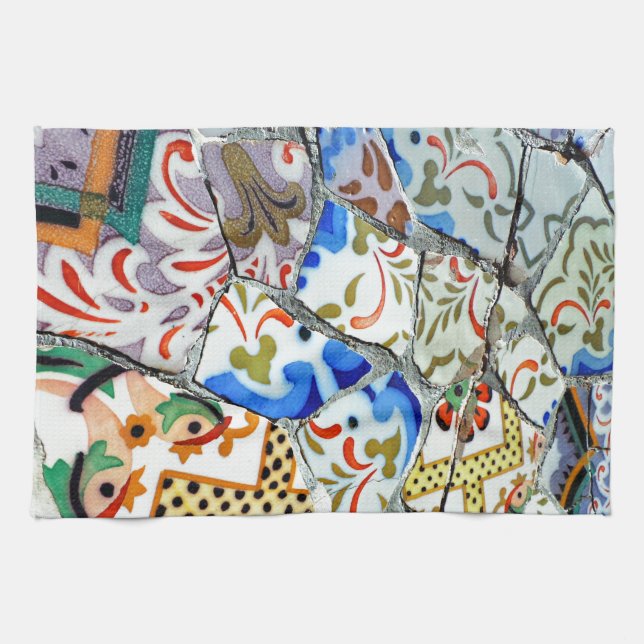 Gaudis Park Guell Mosaik-Fliesen Küchentuch (Horizontal)