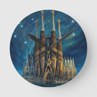 Gaudis Starry Dream | Barcelona Sagrada Familia Runde Wanduhr