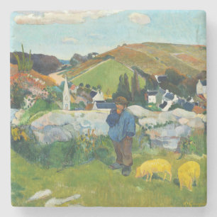 Gauguin Der Schweinehirt Vintage Ländliche Kunstpo Steinuntersetzer