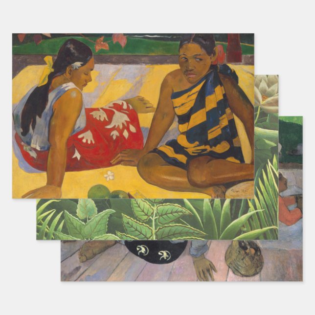Gauguin Französisch Polynesien Tahiti Frauen Maler Geschenkpapier Set (Set)