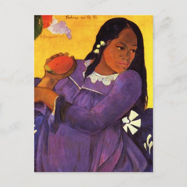 Gauguin Frau mit Mango-Postkarte Postkarte (Vorderseite)