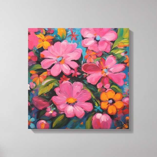 Gauguin Inspiriert Rosa Floral Leinwanddruck (Vorderseite)